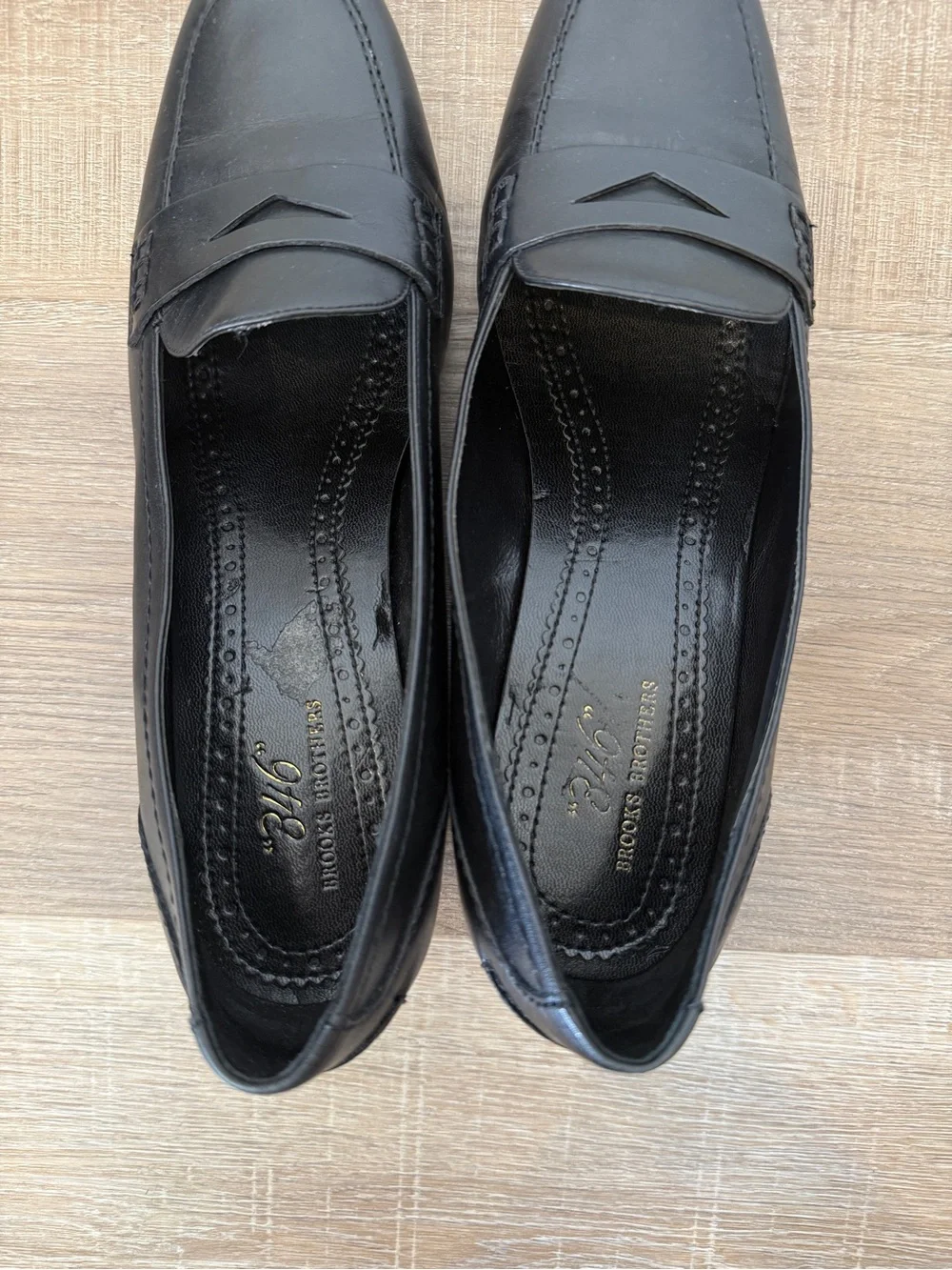 Brooks Brothers 346 Size 8 Black Leather Penny Loafer Block Heels